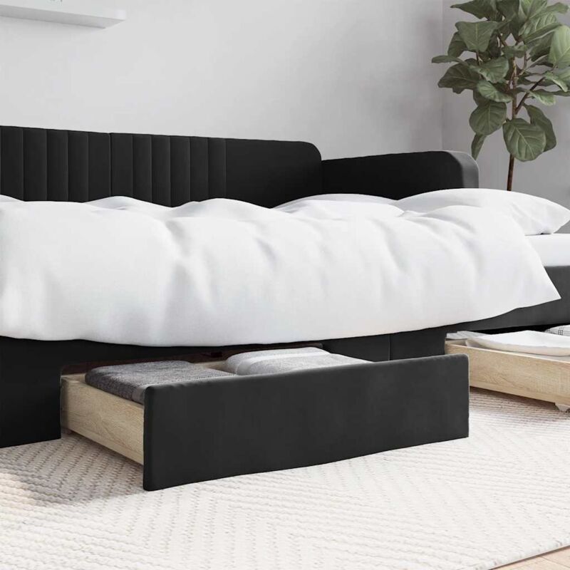 foto del prodotto vidaxl cassetti da letto 2pz neri in legno multistrato e velluto