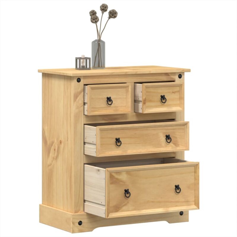 foto del prodotto vidaxl cassettiera corona 80x43x91 cm in legno massello di pino