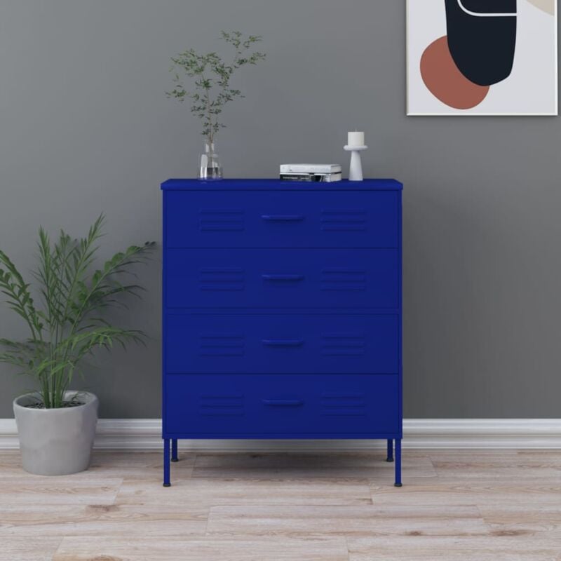 foto del prodotto vidaxl cassettiera dotata di 4 cassetti in acciaio in stile industrial vari colori colore blu