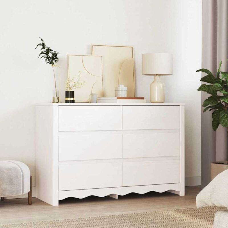 foto del prodotto vidaxl cassettiera drammen bianca 111x43x73,5 cm legno massello pino