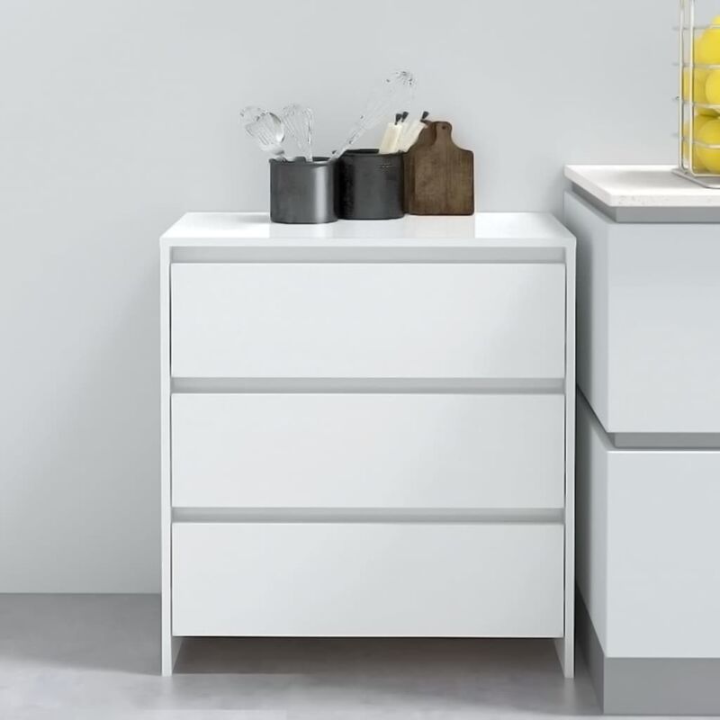 foto del prodotto vidaxl cassettiera in legno dotata di 3 cassetti design moderno vari colori colore bianco lucido