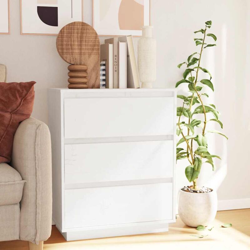 foto del prodotto vidaxl cassettiera in legno elegante dotata di 3 ampi cassetti disponibili vari colori colore bianco