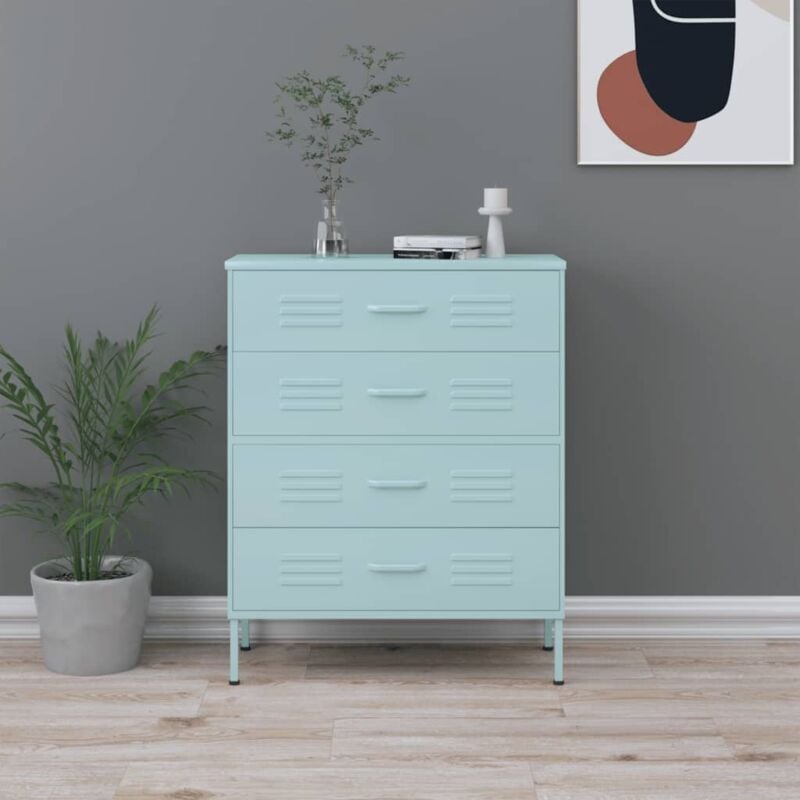 foto del prodotto vidaxl cassettiera menta 80x35x101,5 cm in acciaio