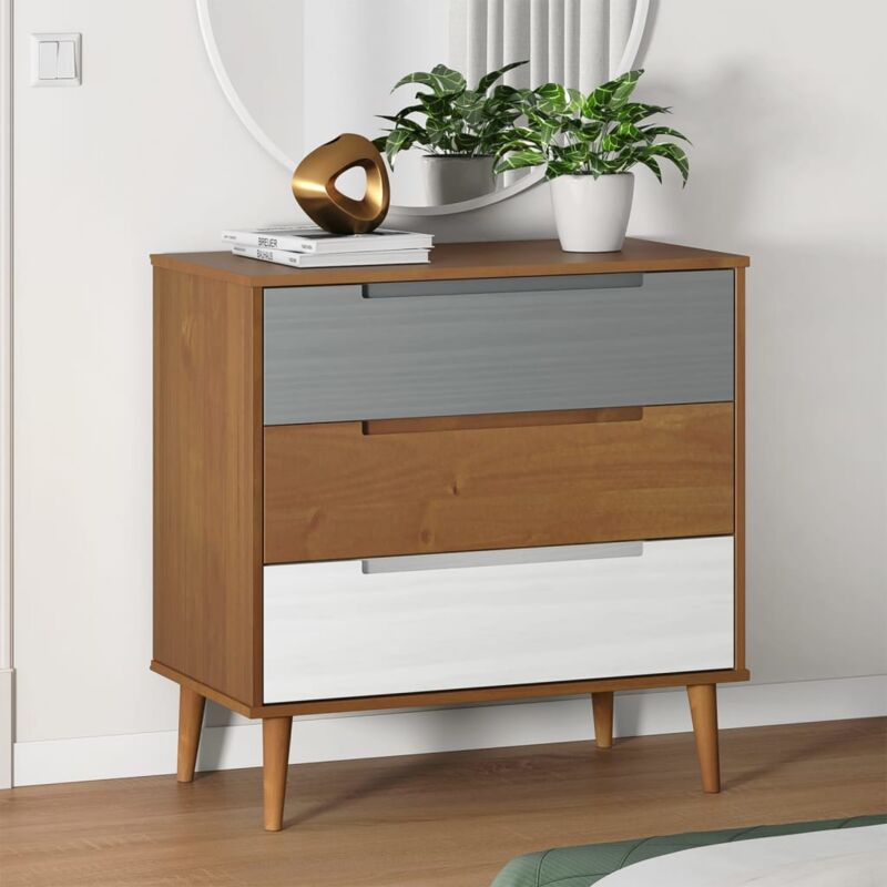 foto del prodotto vidaxl cassettiera molde marrone 80x40x80 cm in legno massello di pino