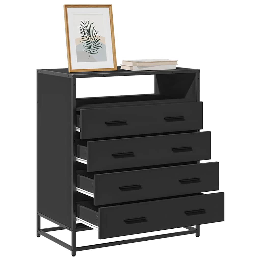 foto del prodotto vidaxl cassettiera nera 70x41x83,5 cm in legno multistrato