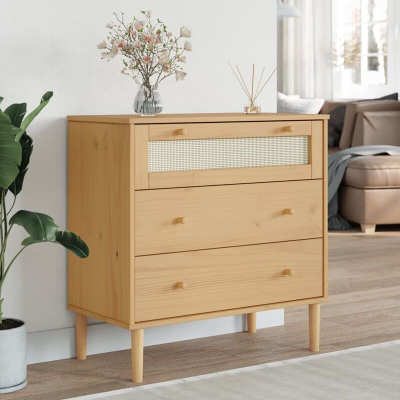 foto del prodotto vidaxl cassettiera senja aspetto rattan marrone 80x40x80 cm legno pino