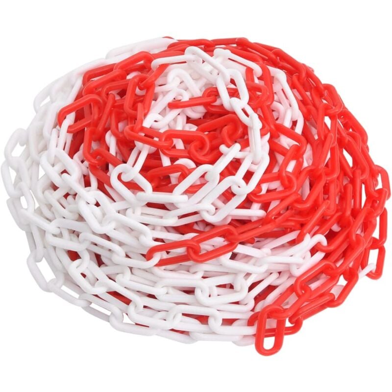 foto del prodotto vidaxl catena segnaletica rossa e bianca 100 m 8 mm in plastica