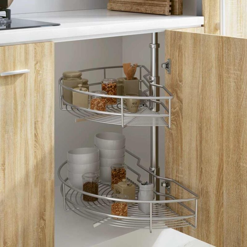 foto del prodotto vidaxl cestello metallico a 2 livelli argento rotabile 180 vari dimensioni dimensioni 75 x 38 x 80 cm