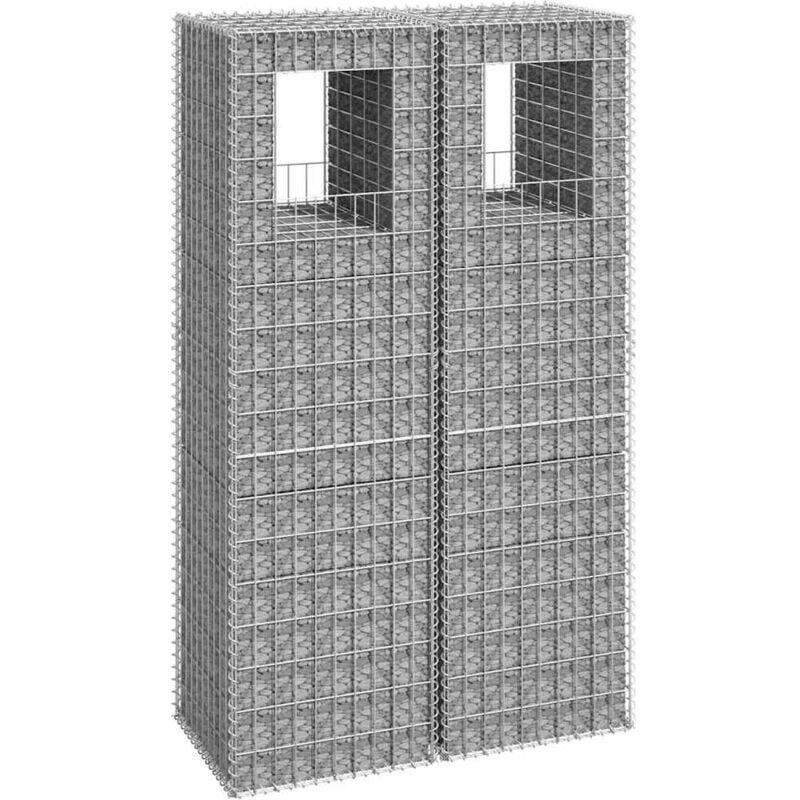 foto del prodotto vidaxl cesti a gabbione a torre 2 pz 50x50x180 cm in ferro