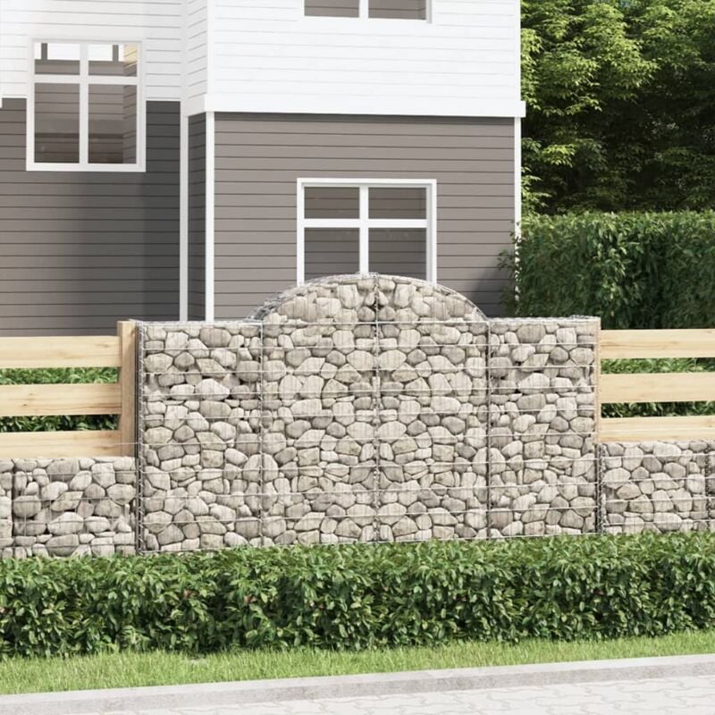 foto del prodotto vidaxl cesti gabbioni ad arco 2 pz 200x30x120 140 cm ferro zincato