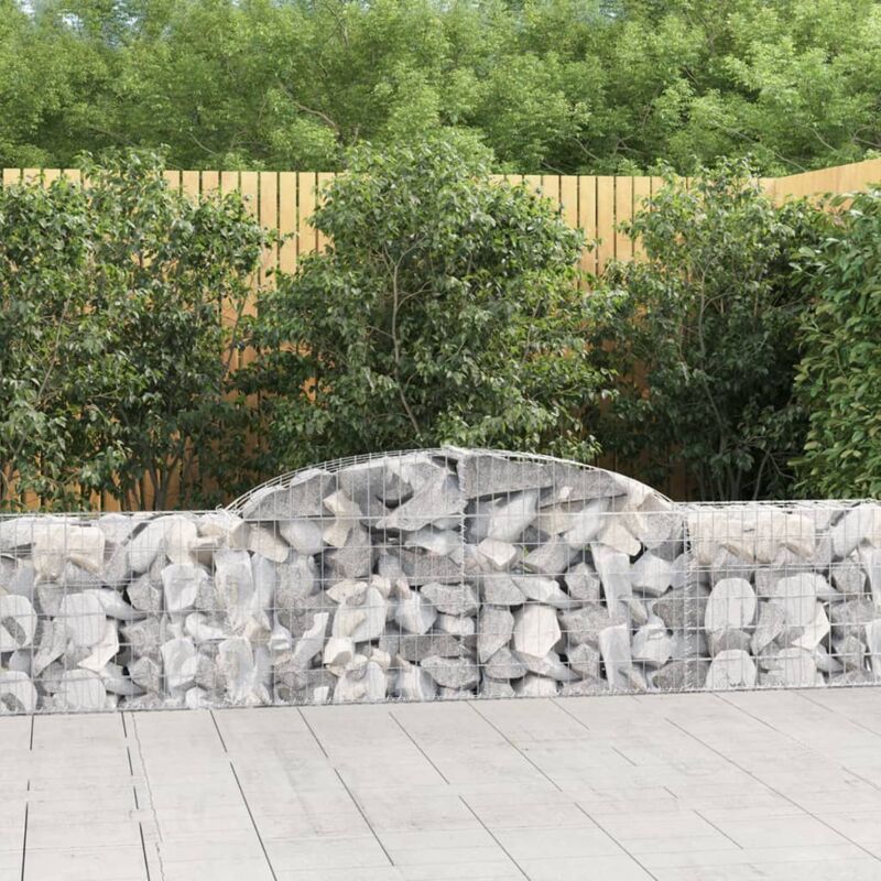 foto del prodotto vidaxl cesti gabbioni ad arco 2 pz 300x30x60 80 cm ferro zincato