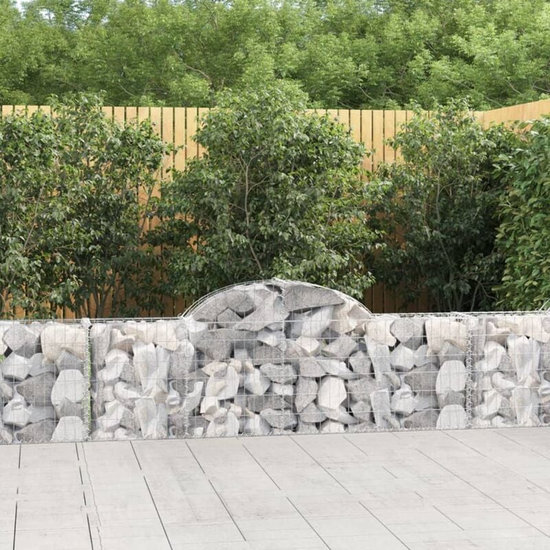 foto del prodotto vidaxl cesti gabbioni ad arco 4 pz 200x30x60 80 cm ferro zincato