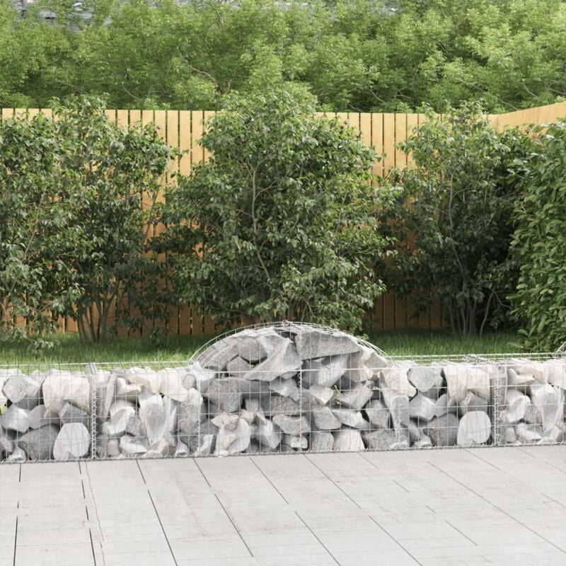 foto del prodotto vidaxl - cesti gabbioni ad arco 7 pz 200x50x40/60 cm ferro zincato