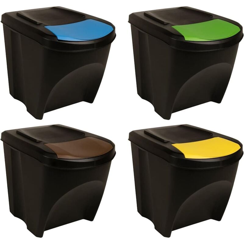 foto del prodotto vidaxl cestini per rifiuti impilabili 4 pz antracite 100 l