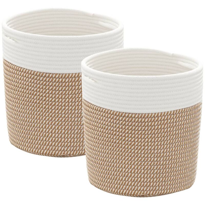 foto del prodotto vidaxl cestini portaoggetti 2pz marrone e bianco 28x28 cm in cotone
