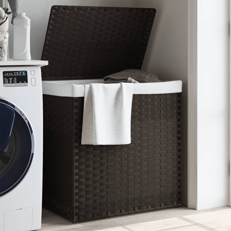 foto del prodotto vidaxl cesto biancheria 2 sezioni marrone scuro 53x35x57 cm polyrattan