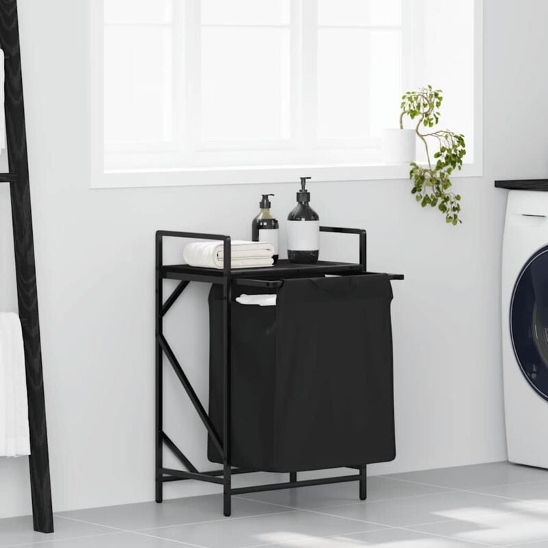 foto del prodotto vidaxl cesto della biancheria 1 scomparto con ripiano rovere nero