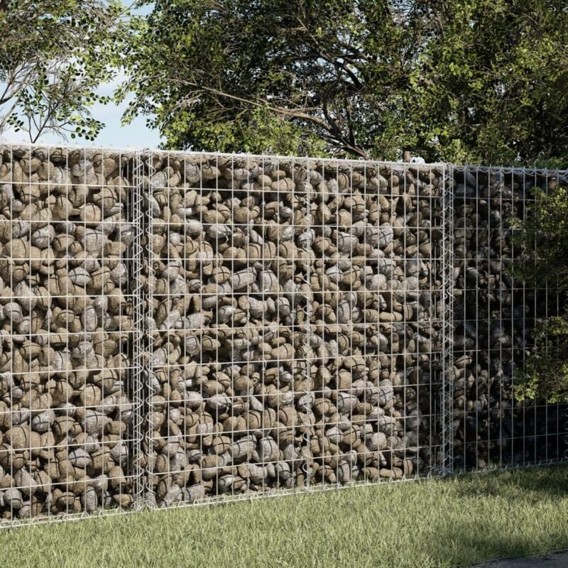 foto del prodotto vidaxl cesto gabbione con copertura 100x100x100 cm in ferro zincato