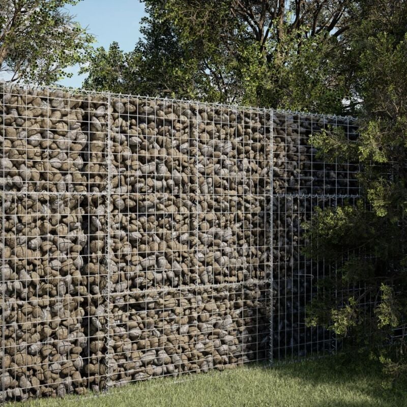 foto del prodotto vidaxl cesto gabbione con copertura 100x100x150 cm in ferro zincato