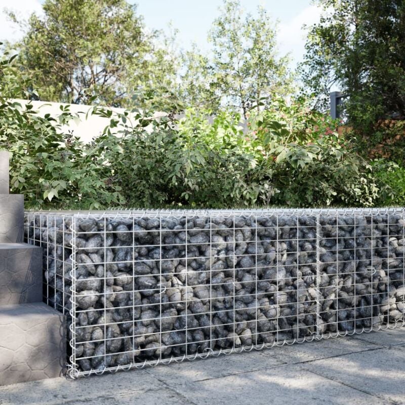 foto del prodotto vidaxl cesto gabbione con copertura 100x100x50 cm ferro zincato