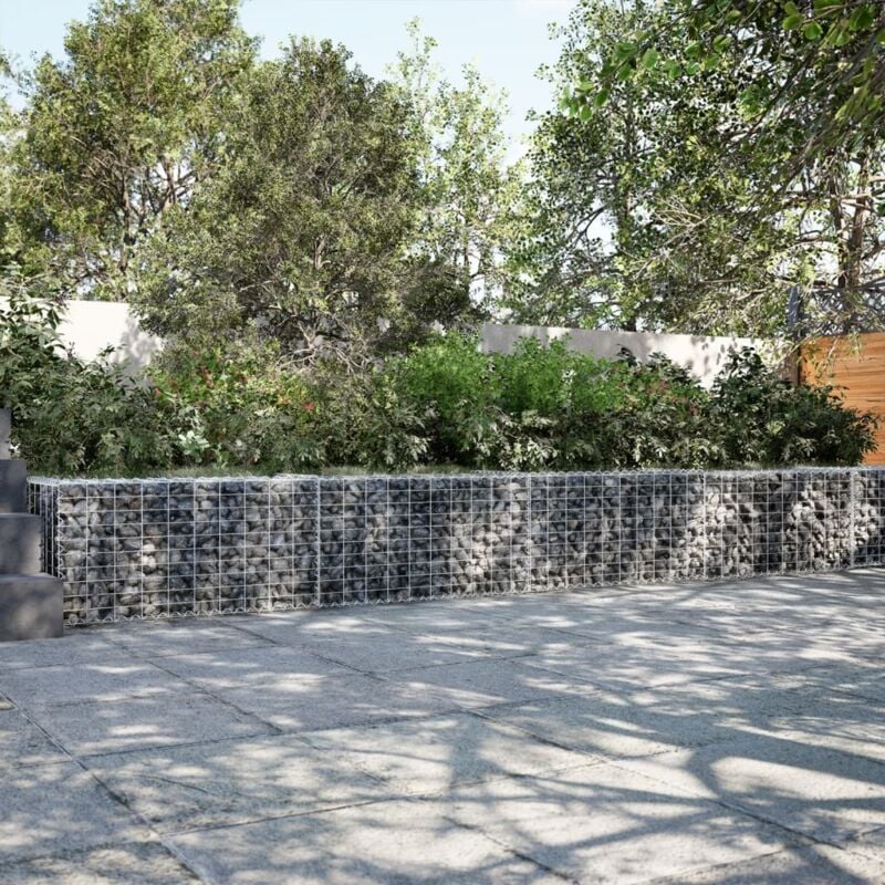 foto del prodotto vidaxl cesto gabbione con copertura 900x50x50 cm in ferro zincato