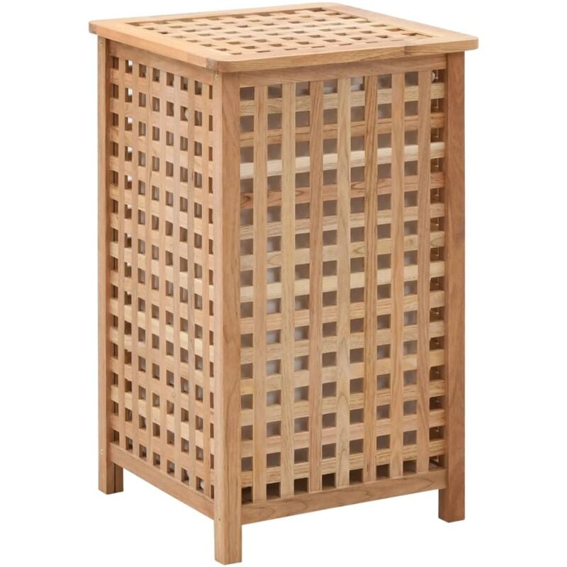 foto del prodotto vidaxl cesto per biancheria in legno massello di noce coperchio varie dimensioni dimensioni 39x39x65 cm