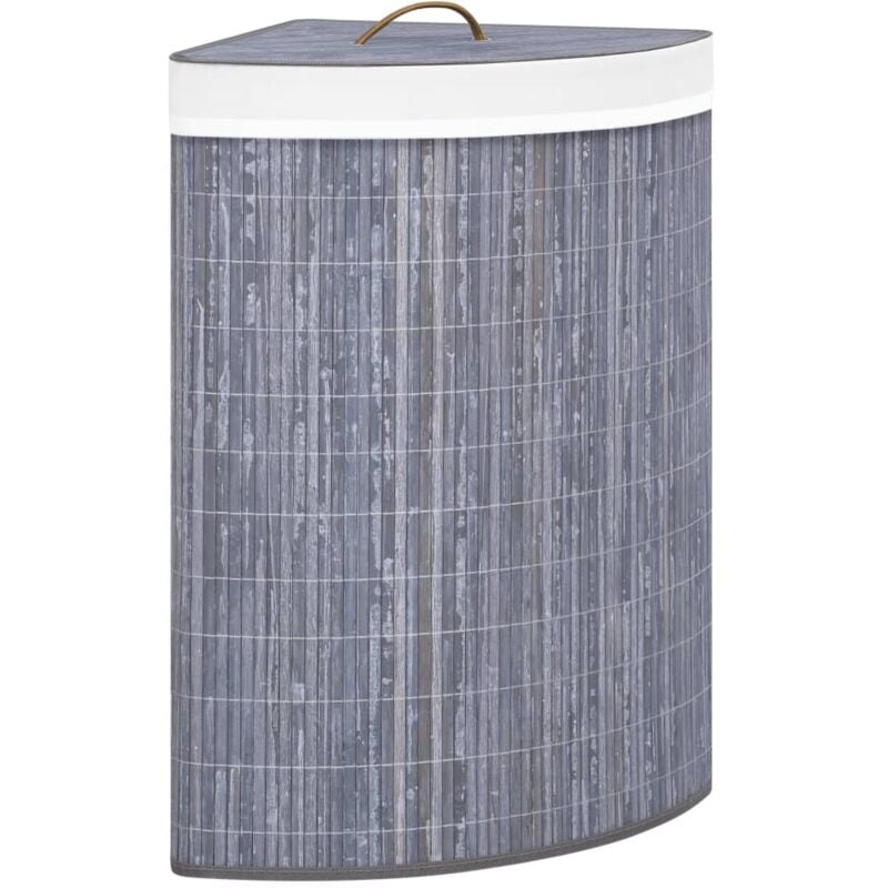 foto del prodotto vidaxl cesto portabiancheria angolare in bamb grigio 60 l