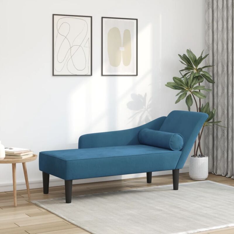 foto del prodotto vidaxl chaise longue con cuscini blu in velluto