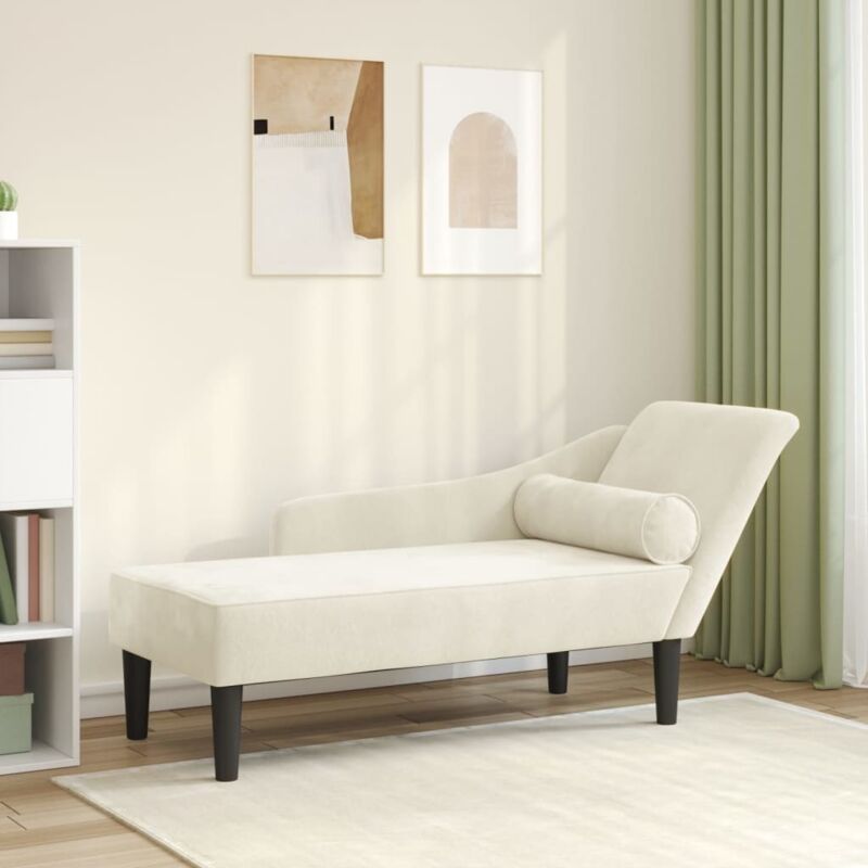 foto del prodotto vidaxl chaise longue con cuscini crema in velluto 607282
