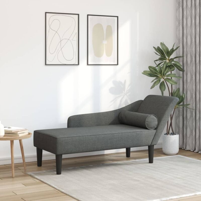 foto del prodotto vidaxl chaise longue con cuscini grigio scuro in tessuto