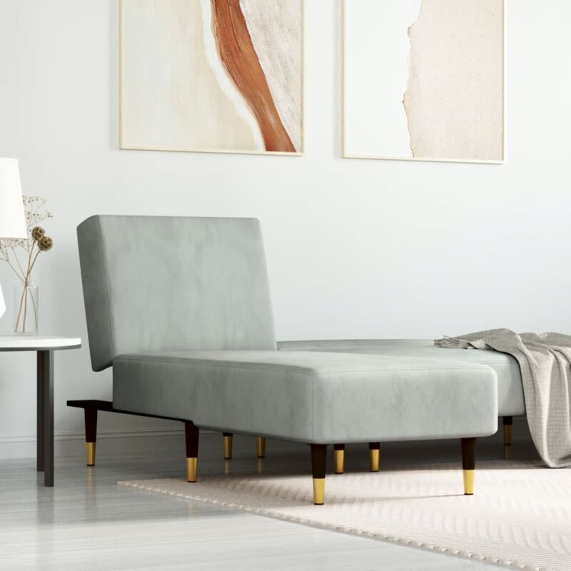 foto del prodotto vidaxl chaise longue in velluto grigio chiaro 401507