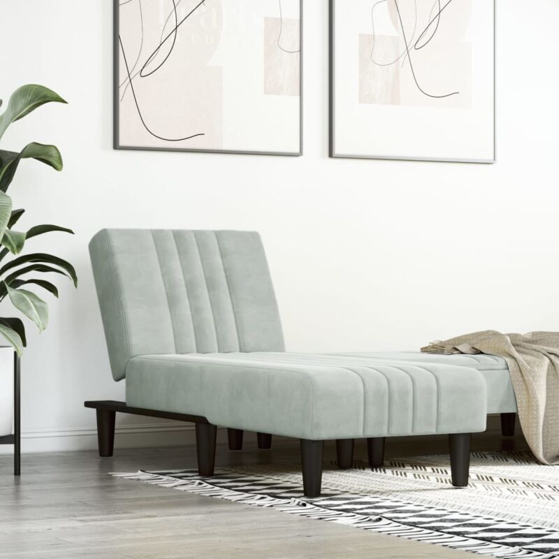 foto del prodotto vidaxl chaise longue in velluto grigio chiaro