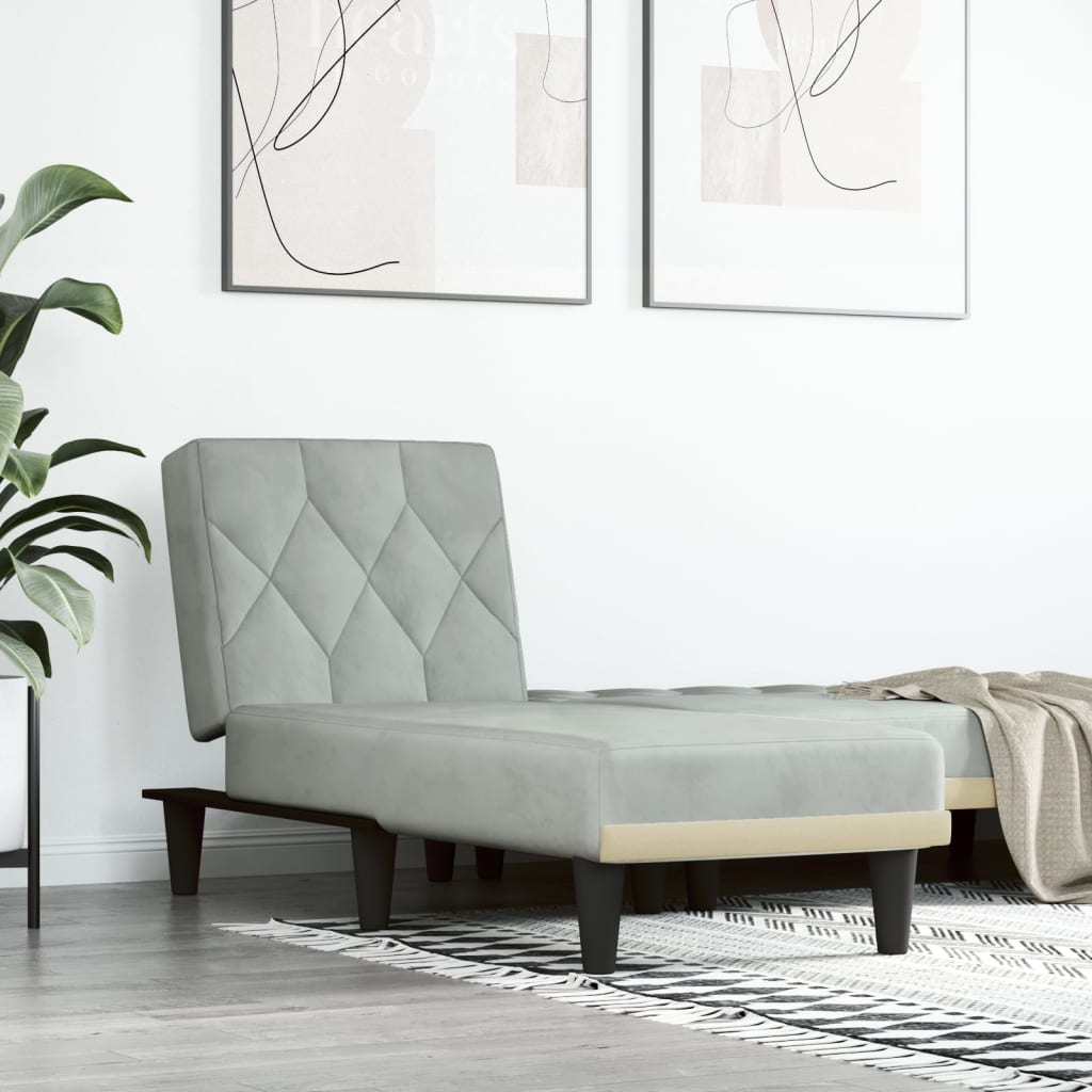 foto del prodotto vidaxl chaise longue in velluto grigio chiaro 957371