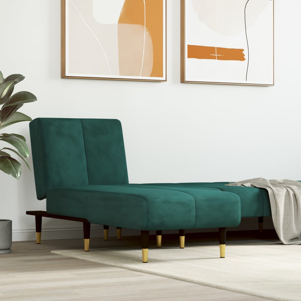foto del prodotto vidaxl chaise longue in velluto verde scuro