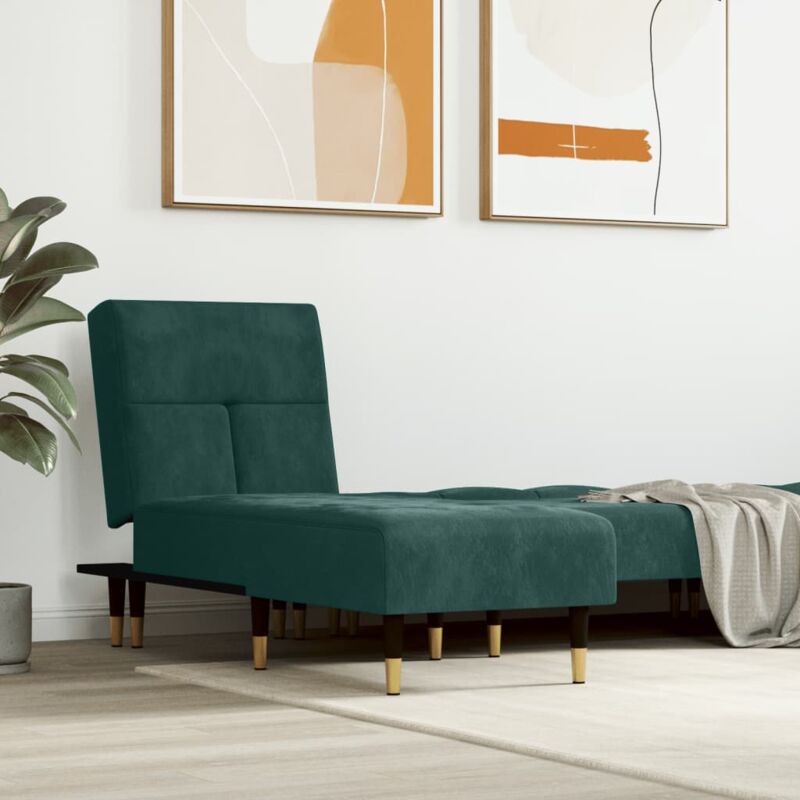 foto del prodotto vidaxl chaise longue in velluto verde scuro