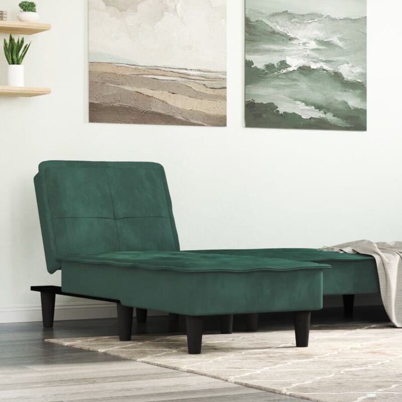 foto del prodotto vidaxl chaise longue in velluto verde scuro 950950