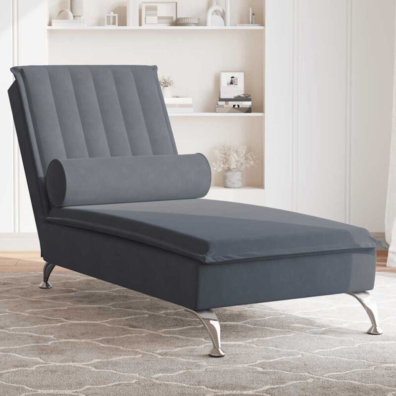 foto del prodotto vidaxl chaise longue massaggi con capezzale grigio scuro in velluto