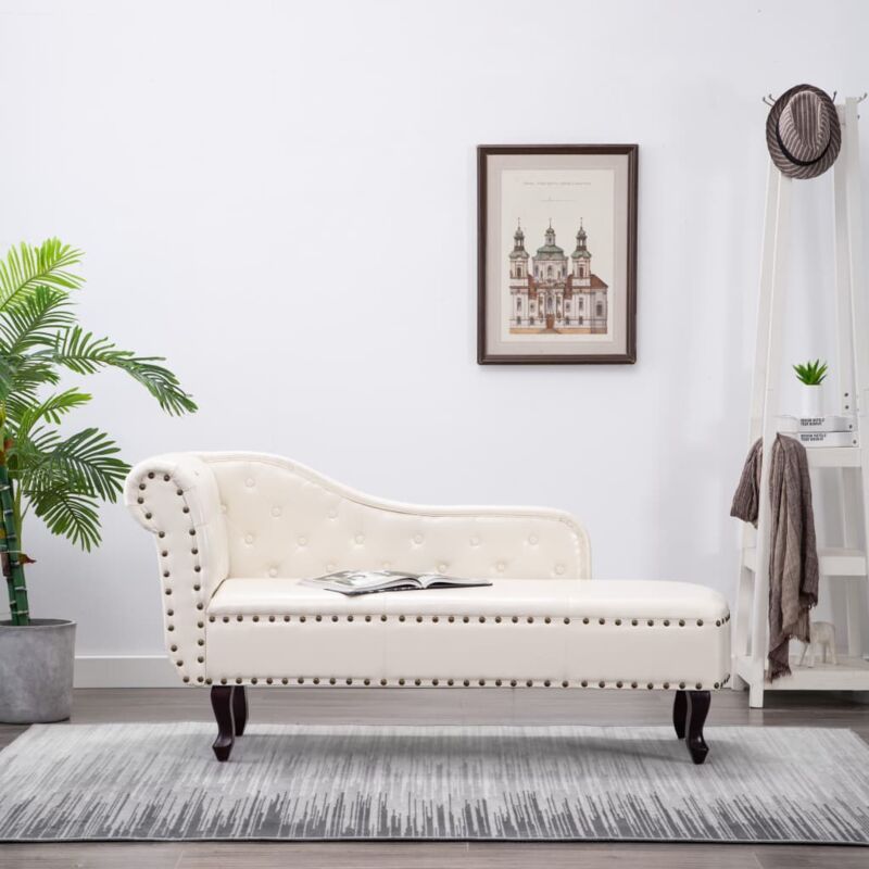 foto del prodotto vidaxl chaise longue salotto design elegante moderno in ecopelle vari colori colore bianco crema