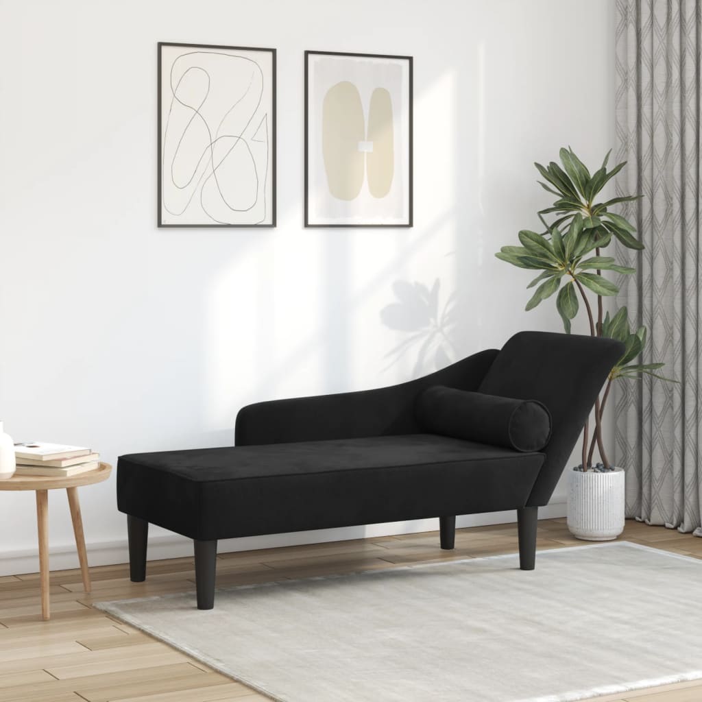 foto del prodotto vidaxl chaise lounge con cuscini nero in velluto