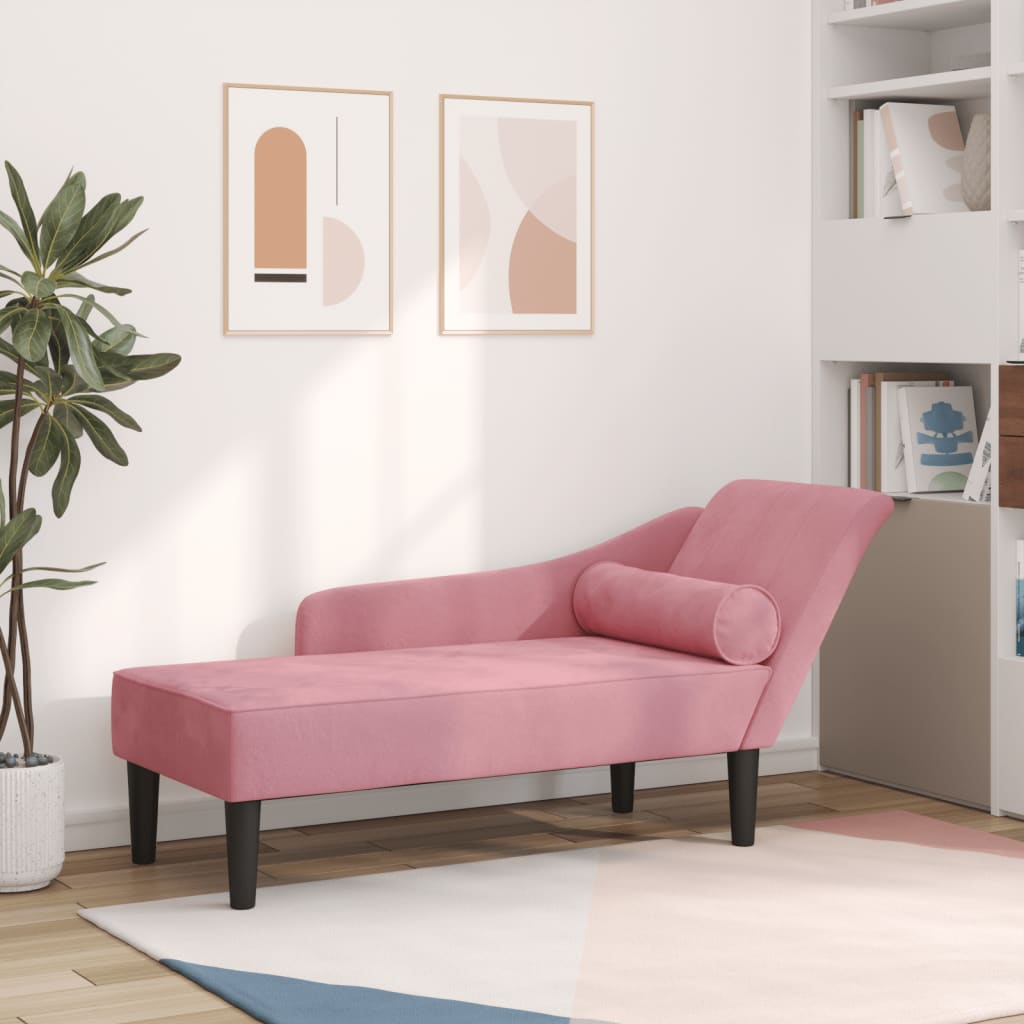 foto del prodotto vidaxl chaise lounge con cuscini rosa in velluto