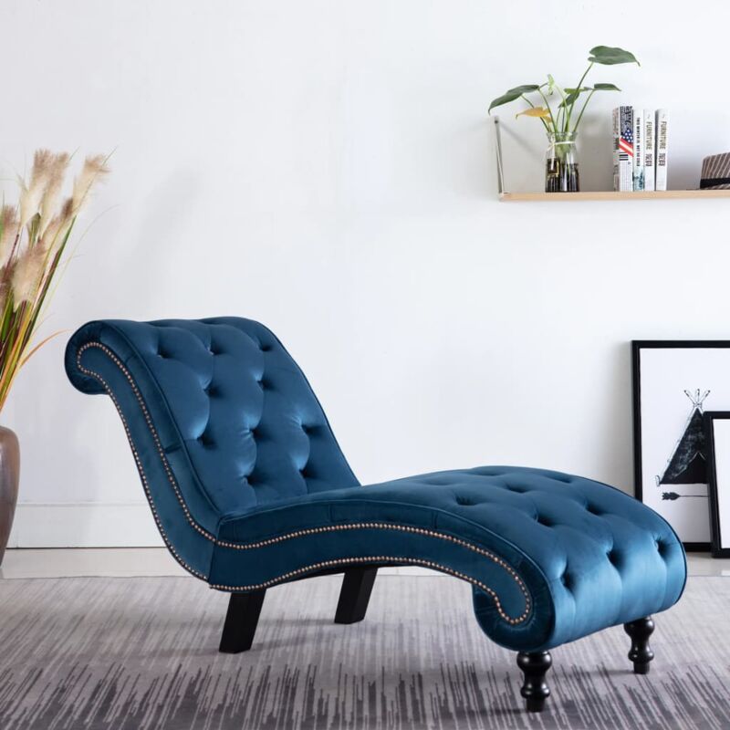 foto del prodotto vidaxl chaises longues dal design elegante in velluto disponibile in vari colori colore blu