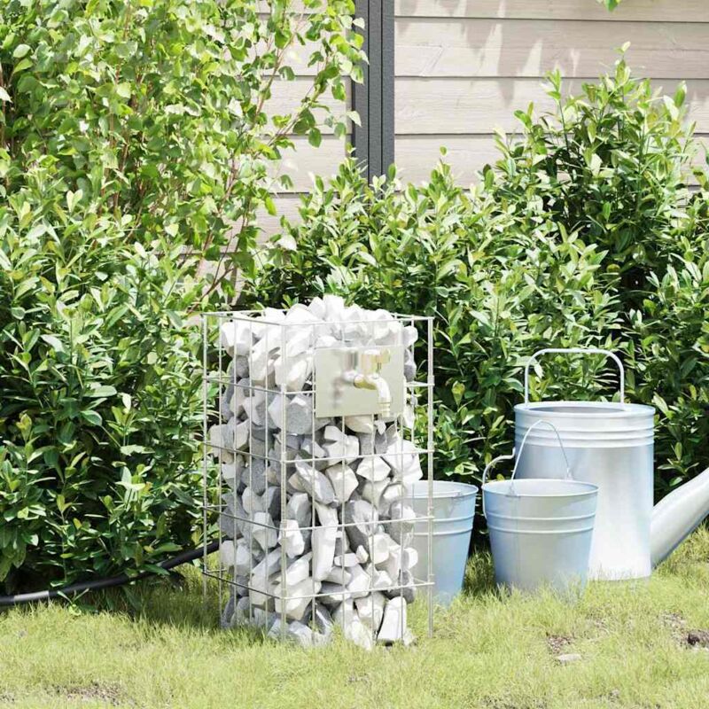foto del prodotto vidaxl colonna gabion argento 25 x 25 x 50 cm acciaio inossidabile
