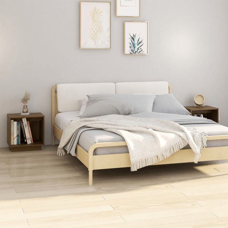 foto del prodotto vidaxl comodini 2 pz ambra 40x30x40 cm in legno massello di pino