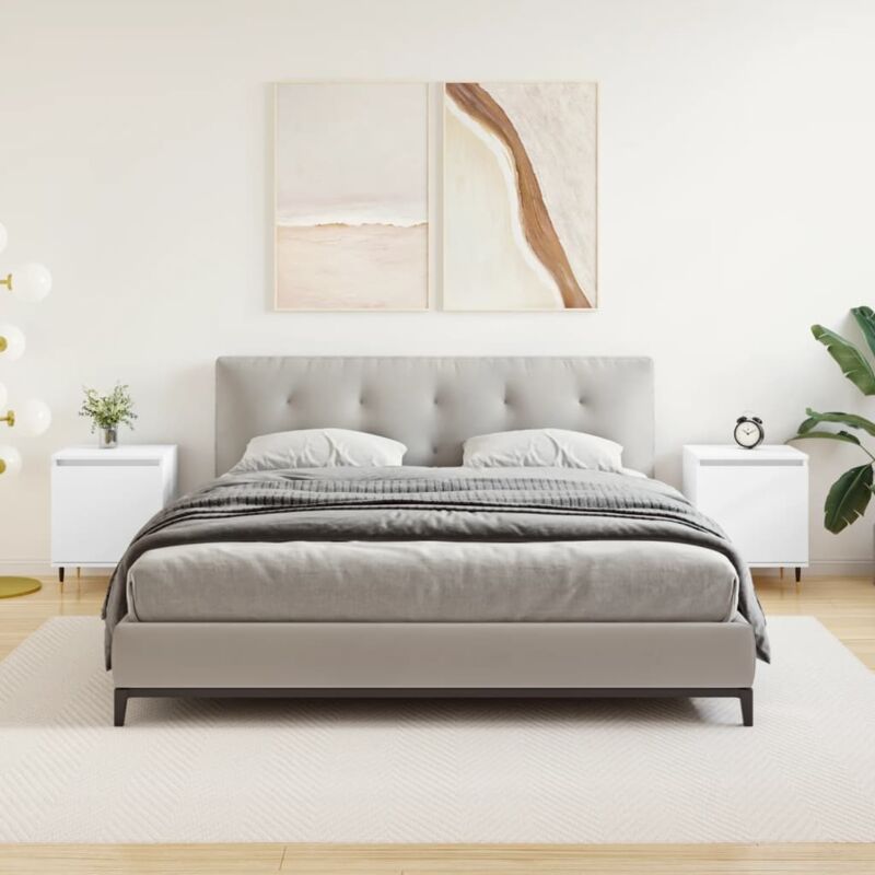 foto del prodotto vidaxl comodini 2 pz bianchi 40x30x50 cm in legno multistrato