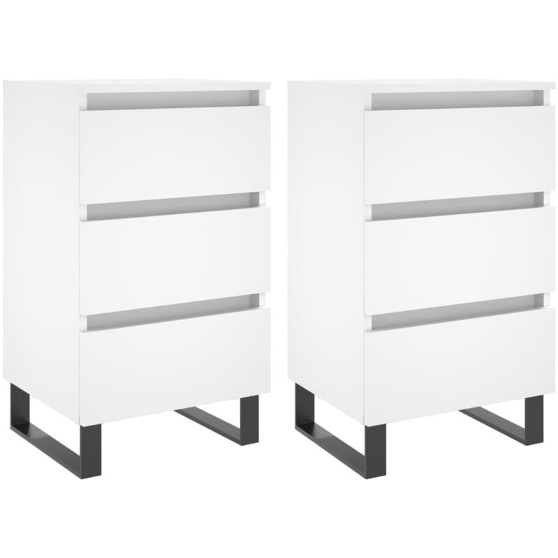 foto del prodotto vidaxl comodini 2 pz bianchi 40x35x69 cm in legno multistrato