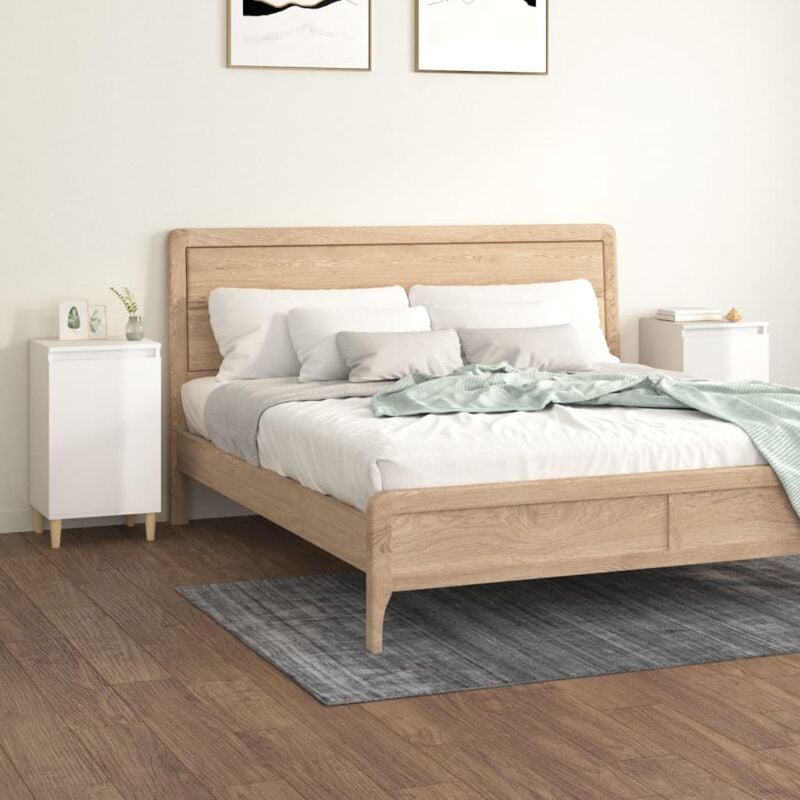 foto del prodotto vidaxl comodini 2 pz bianco lucido 40x35x70 cm in legno multistrato