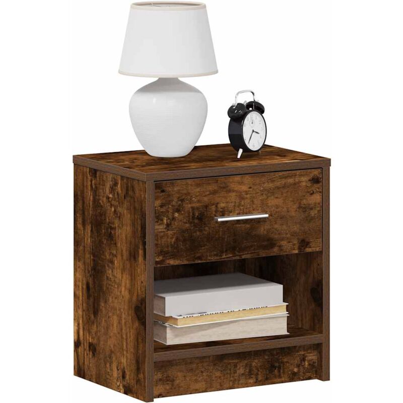 foto del prodotto vidaxl comodini 2 pz con cassetto rovere fumo 39x28x41 cm