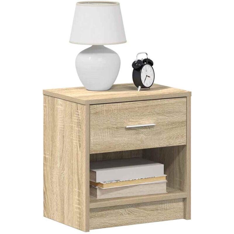 foto del prodotto vidaxl comodini 2 pz con cassetto rovere sonoma 39x28x41 cm