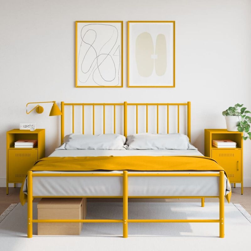 foto del prodotto vidaxl comodini 2 pz giallo senape 36x39x68 cm in acciaio
