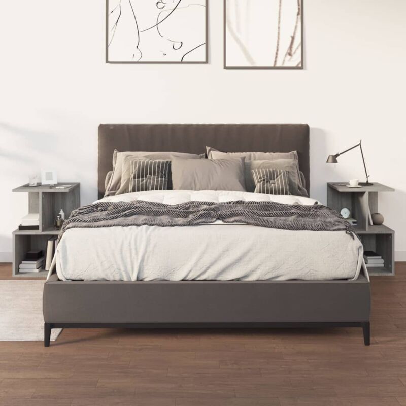 foto del prodotto vidaxl comodini 2 pz grigio sonoma 35x35x55 cm in legno multistrato